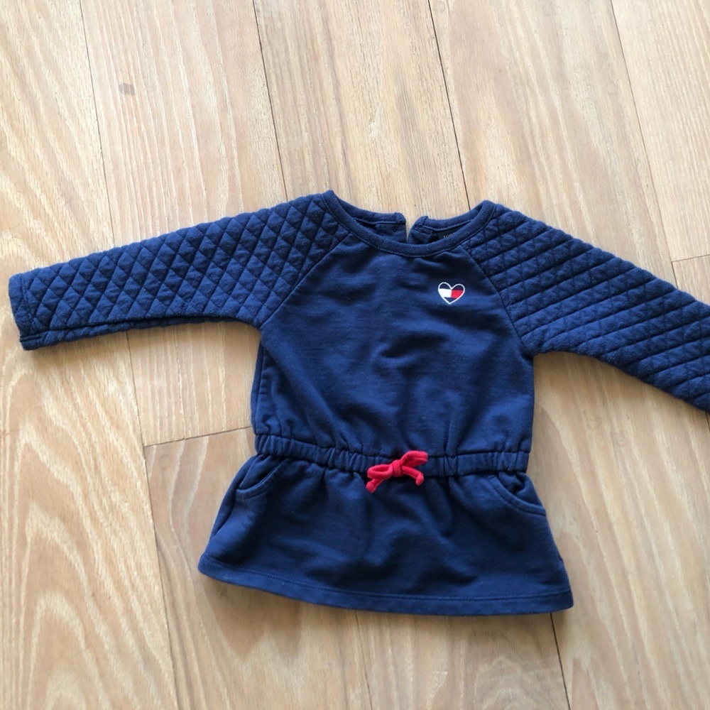 Tommy Hilfiger 12m Quilted Baby Pullover With Heart Embroidery